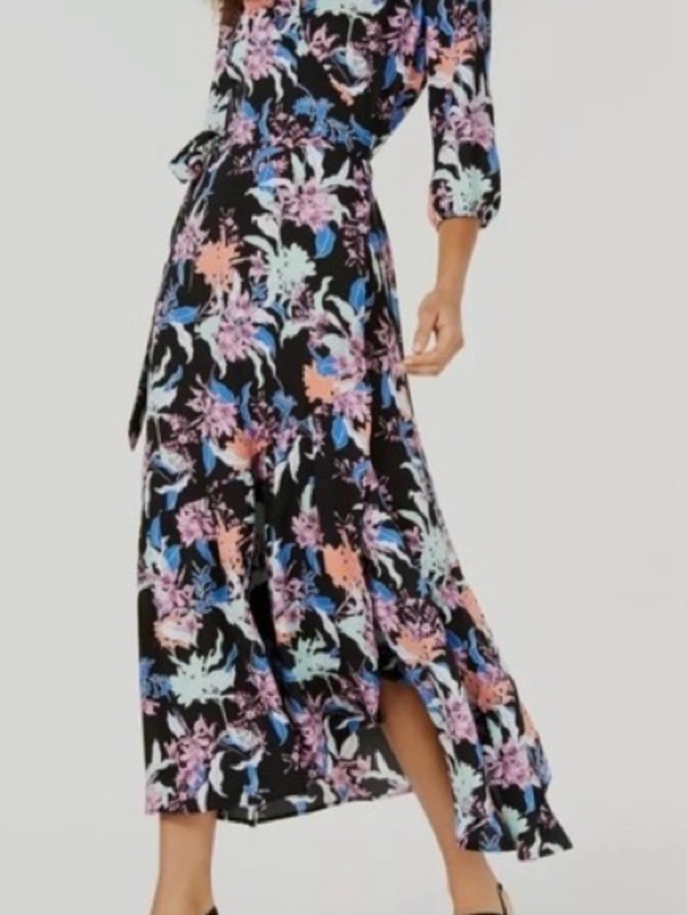 Bar III Black Maxi Dress with Pastel Floral Print